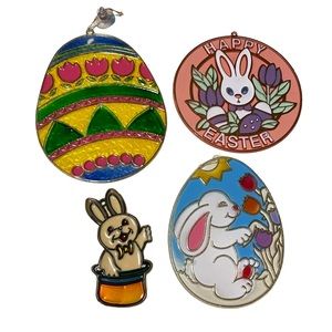 Vintage Easter Bunny Rabbit Egg Plastic Stained Glass Look Window Sun Catchers 4